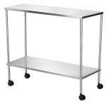 Mesa Auxiliar | 1 Prateleira com Tampo Ampliado Inox